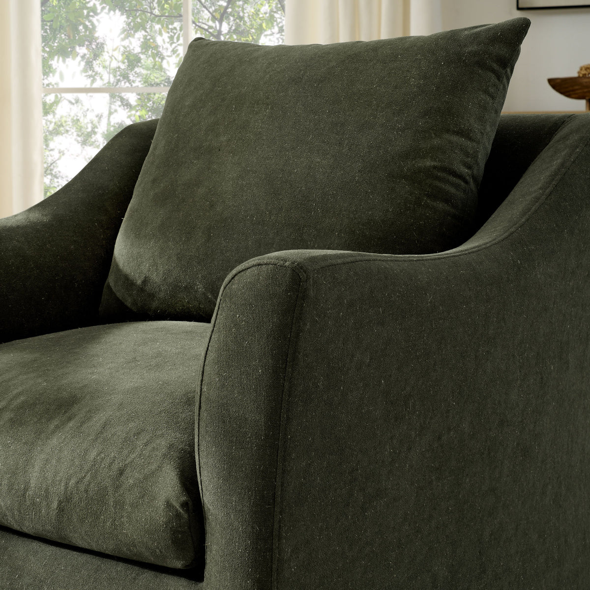 Somerset Sage Linen Blend Slipcovered Armchair - Ornate Home