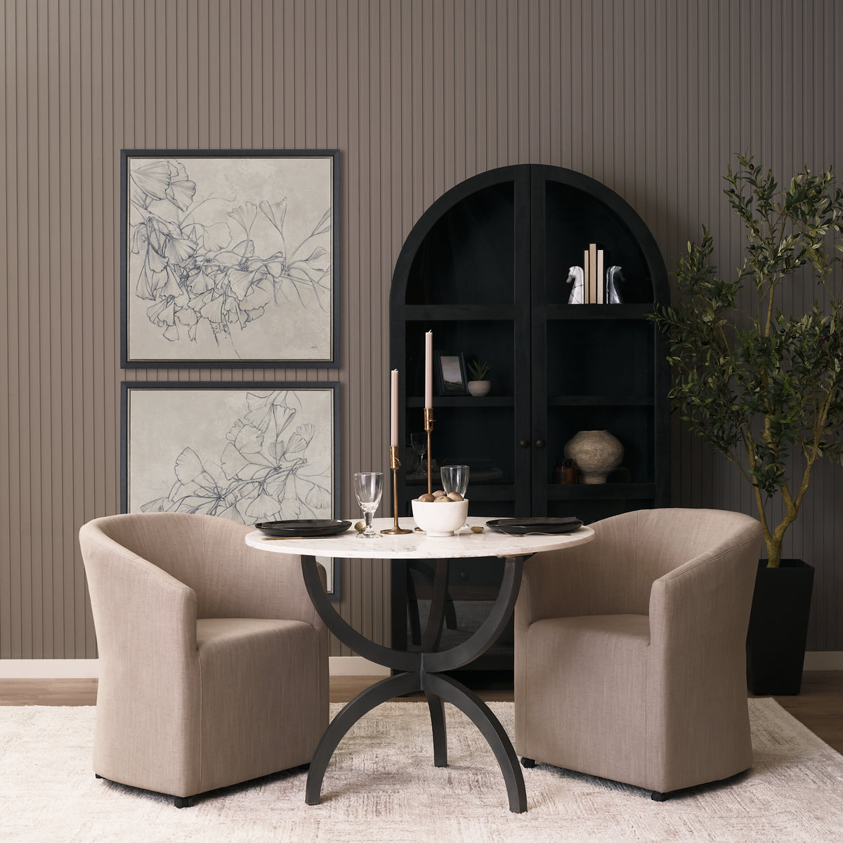 Sondra Gray Barrel Back Dining Arm Chair - Ornate Home