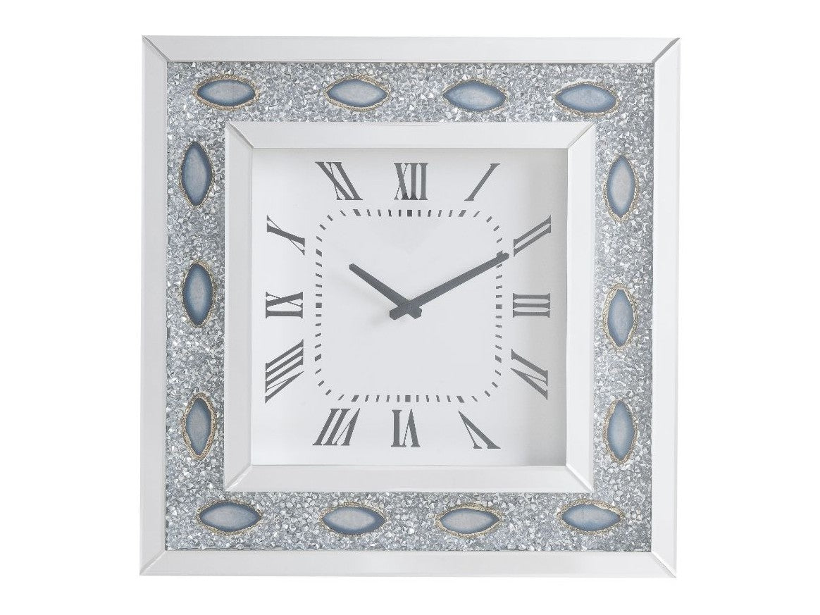 Sonia Mirrored & Faux Agate Wall Clock - Ornate Home