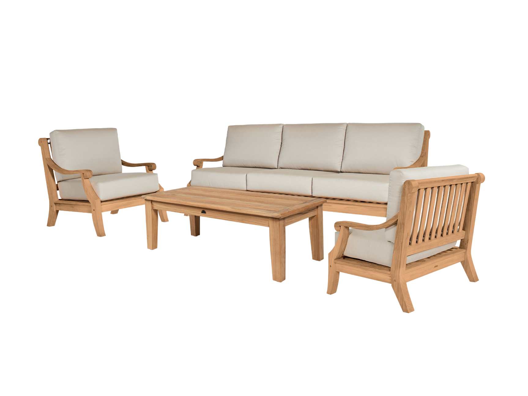 Sonoma 4-Piece Teak Antique Beige Outdoor Patio Deep Seating Set with Sunbrella® Cushion - Ornate Home