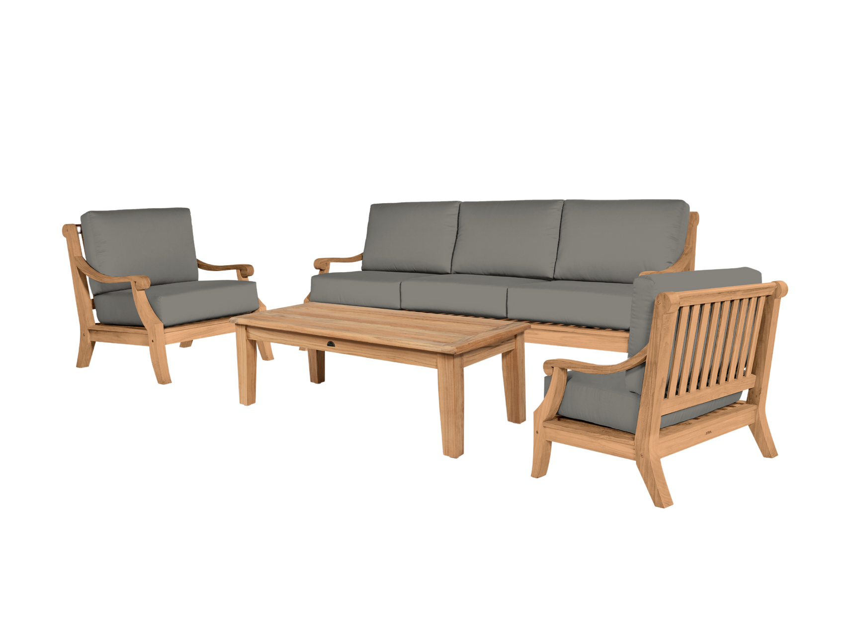 Sonoma 4-Piece Teak Charcoal Outdoor Patio Deep Seating Set with Sunbrella® Cushion - Ornate Home