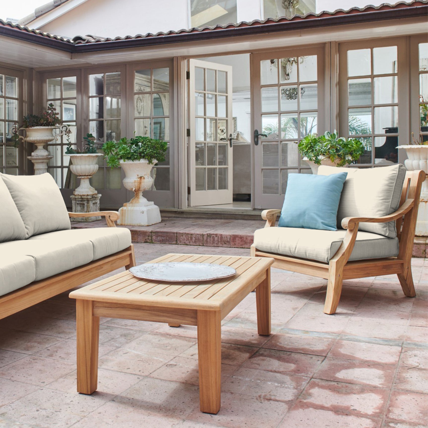 Sonoma Teak Canvas Outdoor Club Chair with Sunbrella® Cushion - Ornate Home