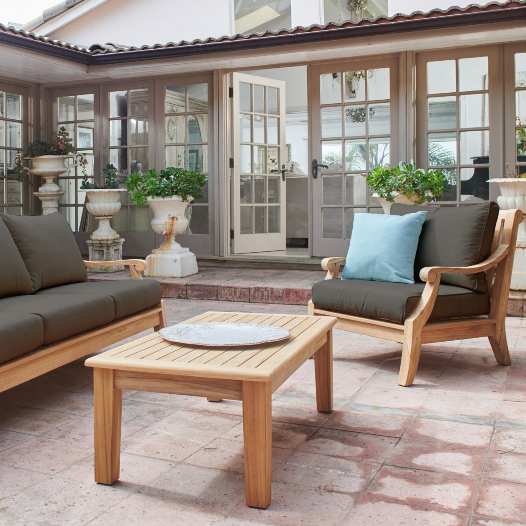 Sonoma Teak Charcoal Outdoor Club Chair with Sunbrella® Cushion - Ornate Home