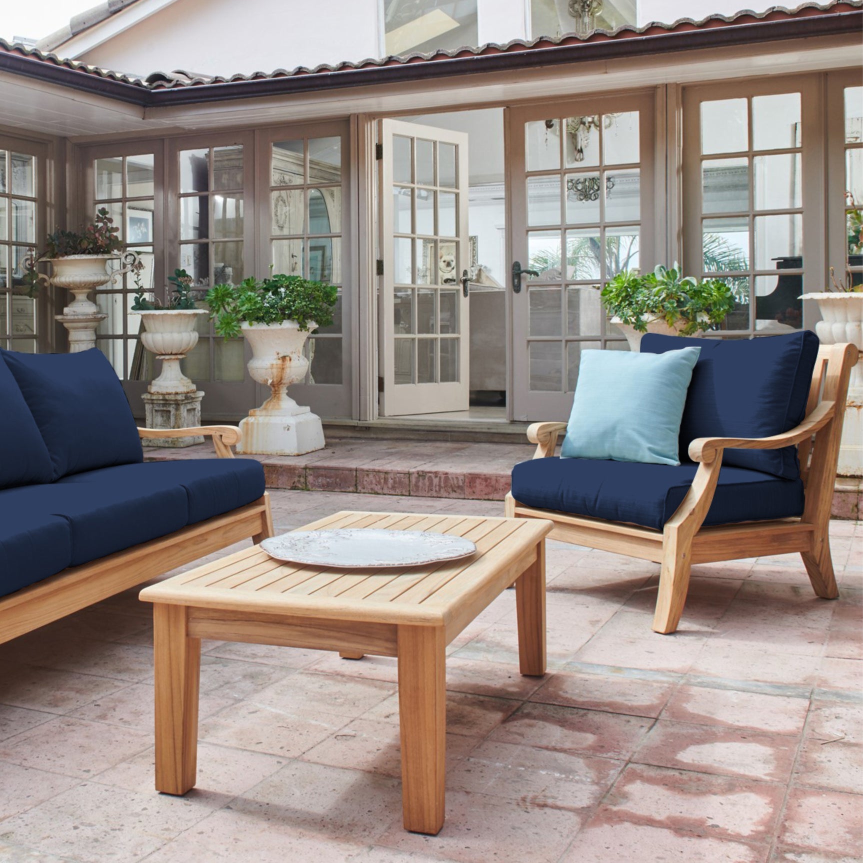 Sonoma Teak Navy Outdoor Club Chair with Sunbrella® Cushion - Ornate Home