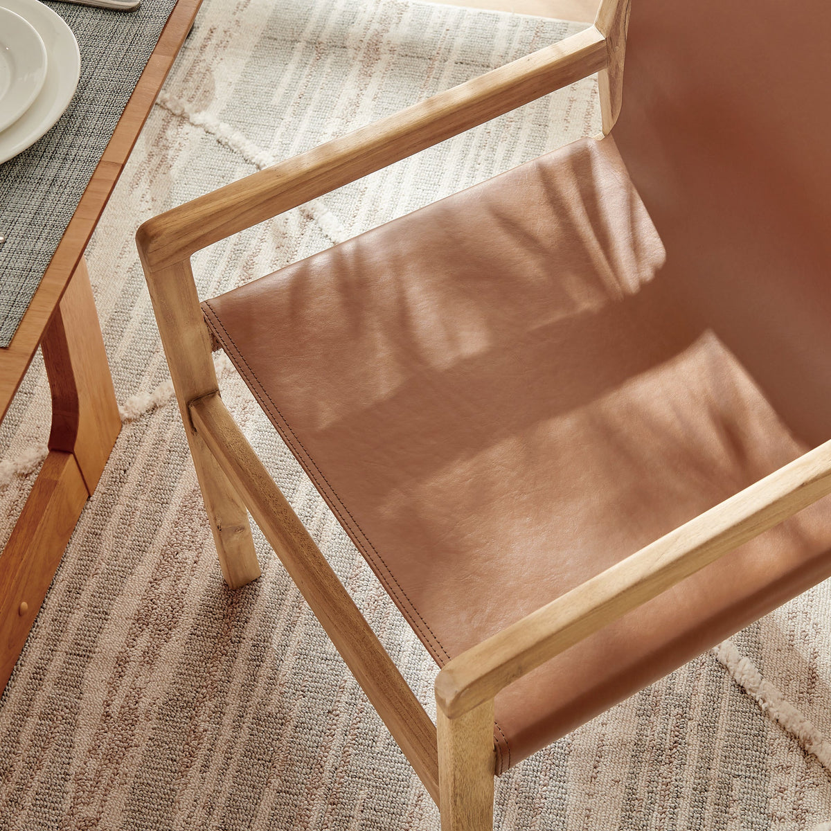 Sonora Chestnut Tan Leather Dining Chair - Ornate Home