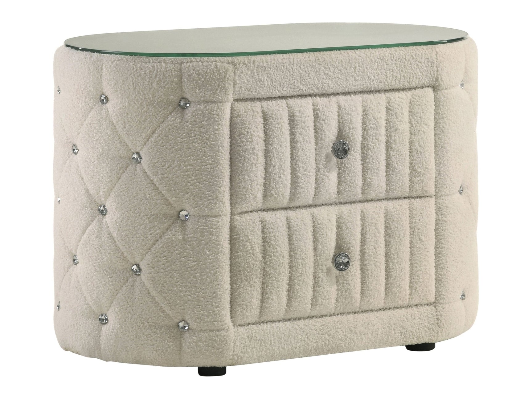 Sonya Ivory Nightstand Boucle - Ornate Home