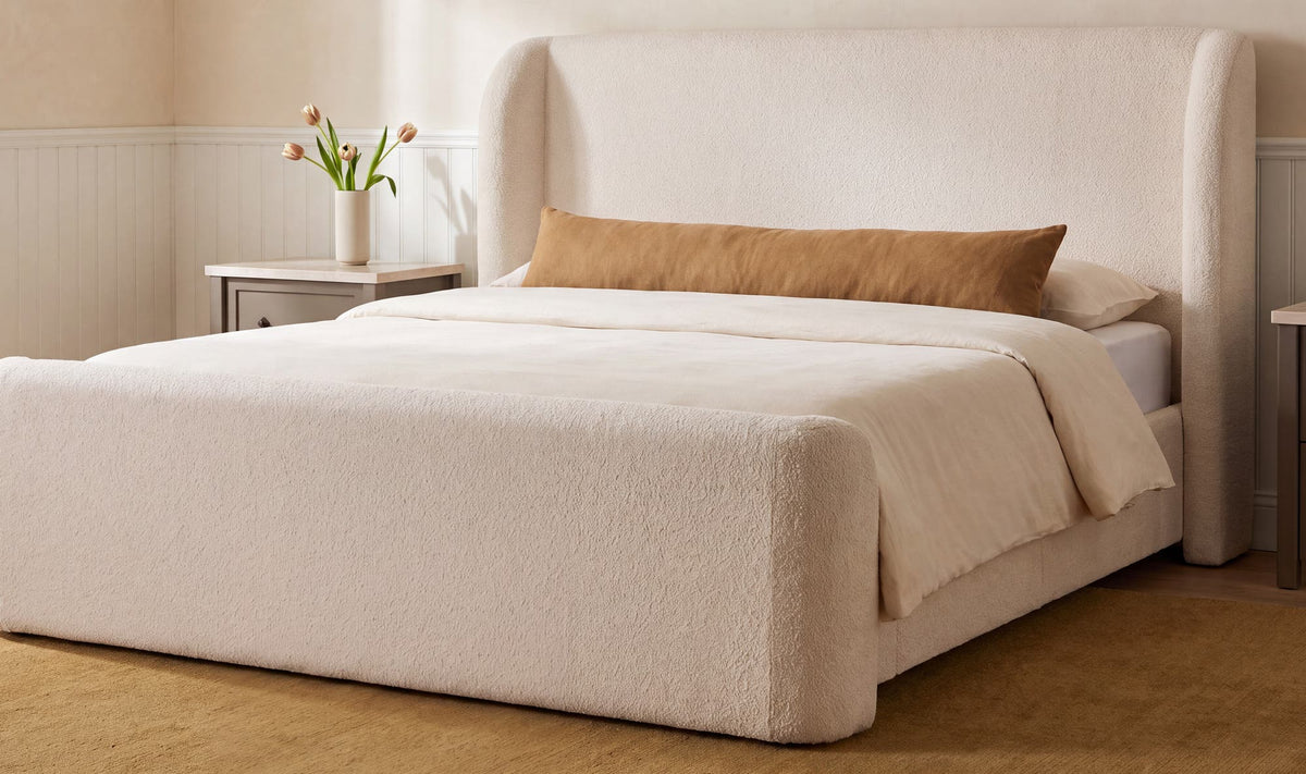 Sophia Cream Chenille Queen Storage Bed - Ornate Home