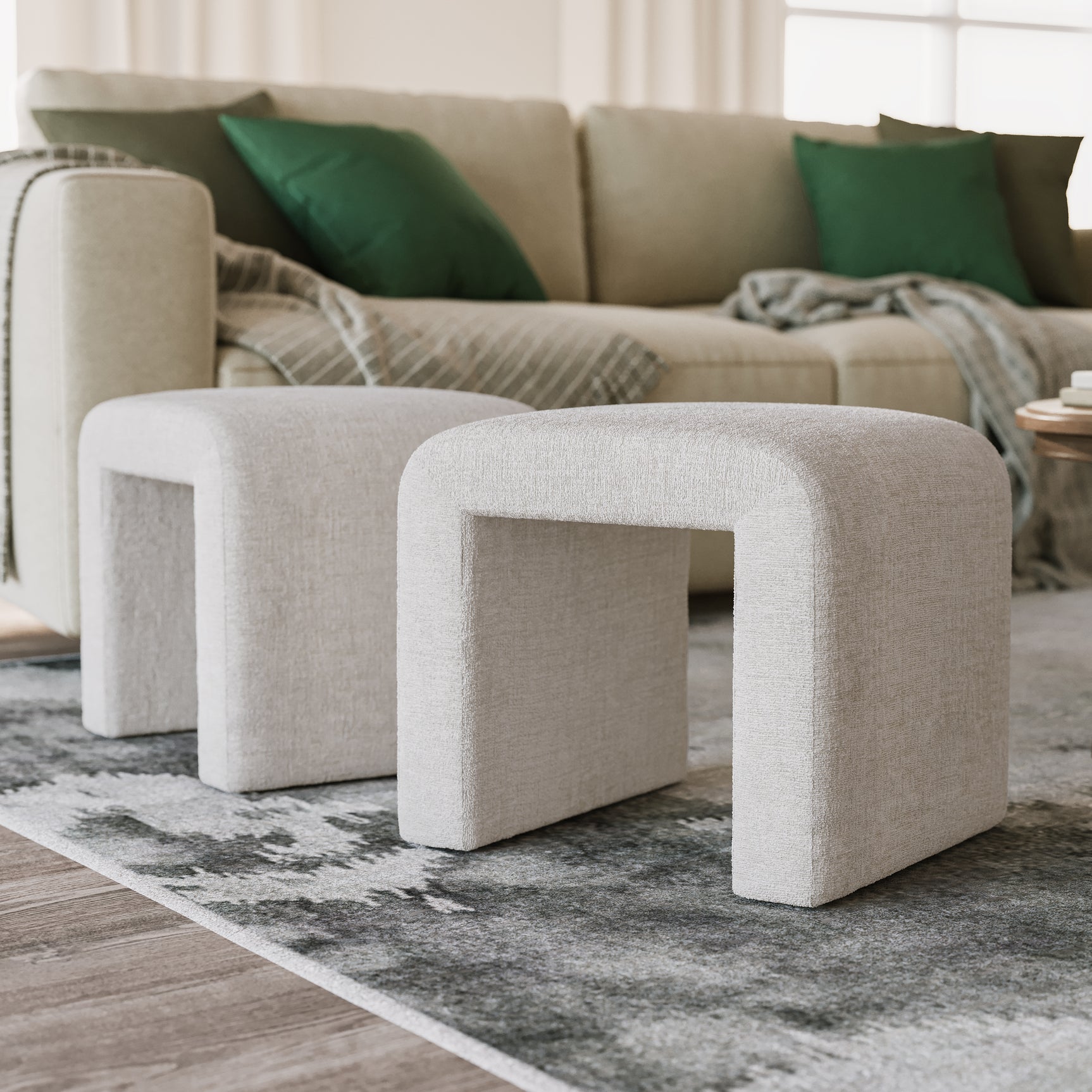 Sophia Natural Petite Bench (Set of 2) - Ornate Home