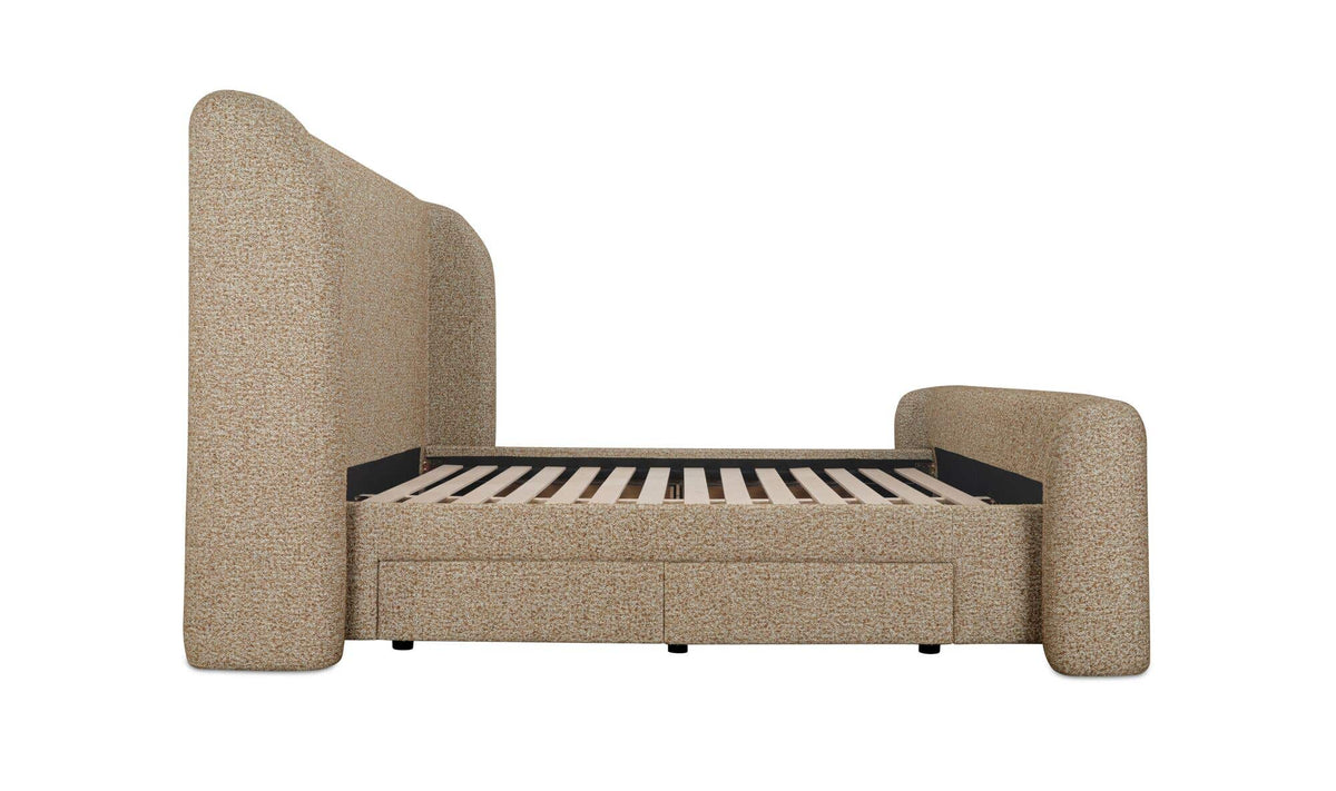Sophia Speckled Light Brown King Storage Bed - Ornate Home
