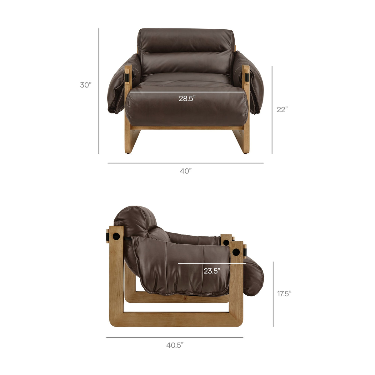 Sorelle Espresso Vegan Leather Sling Lounge Chair - Ornate Home