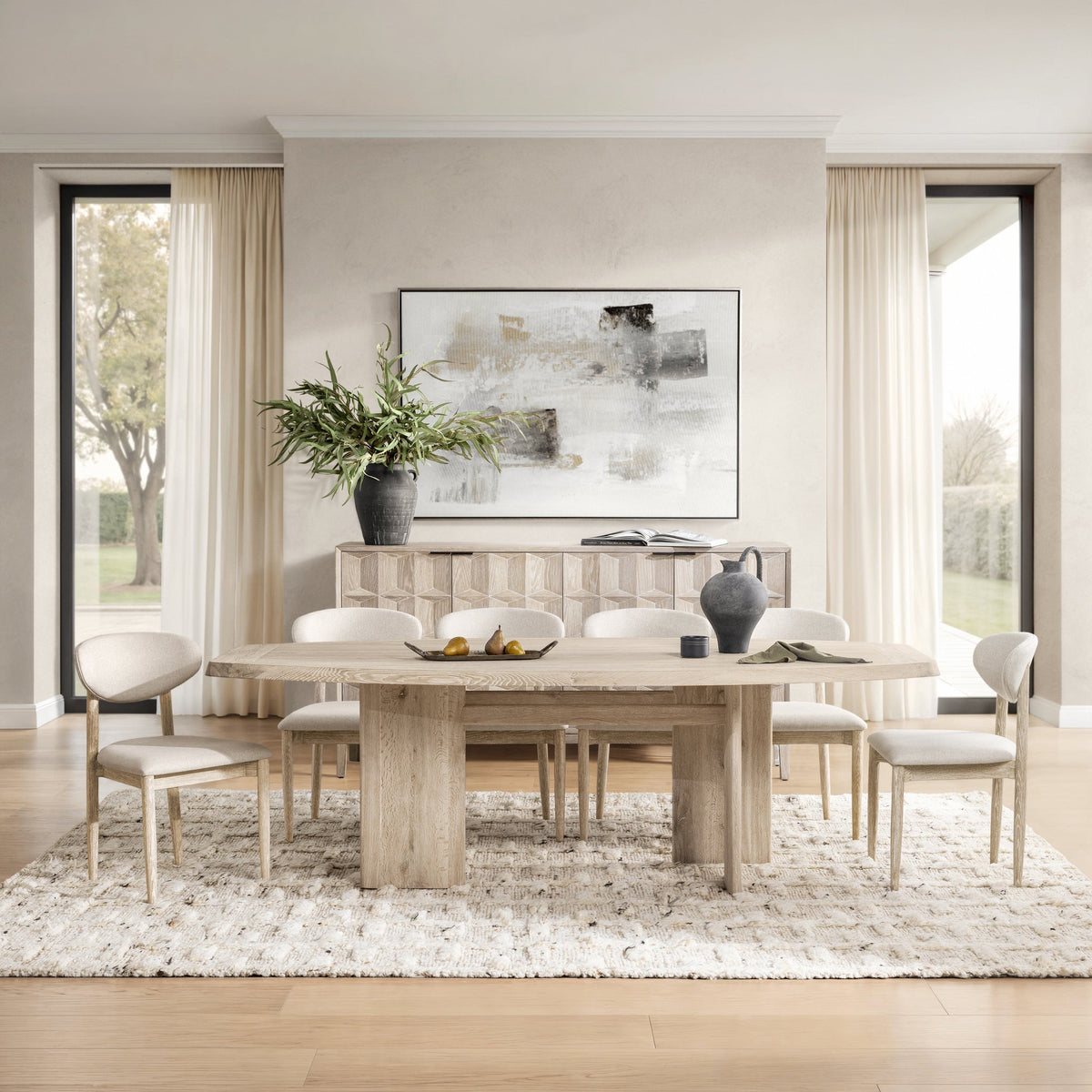 Sorento Soft Ash 95" Rectangular Dining Table