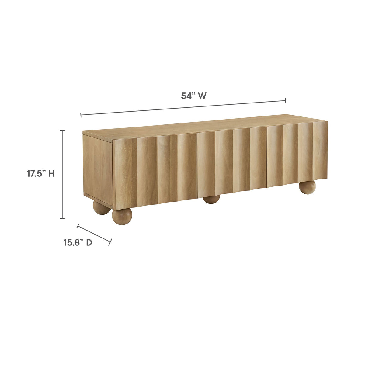 Sorren Natural Scalloped 54" Wood TV Stand - Ornate Home