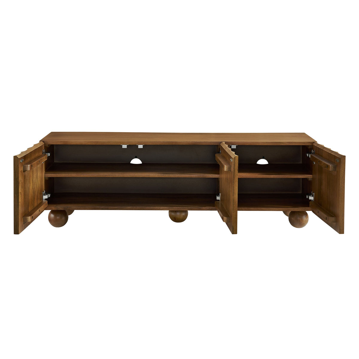 Sorren Walnut Scalloped 54" Wood TV Stand - Ornate Home