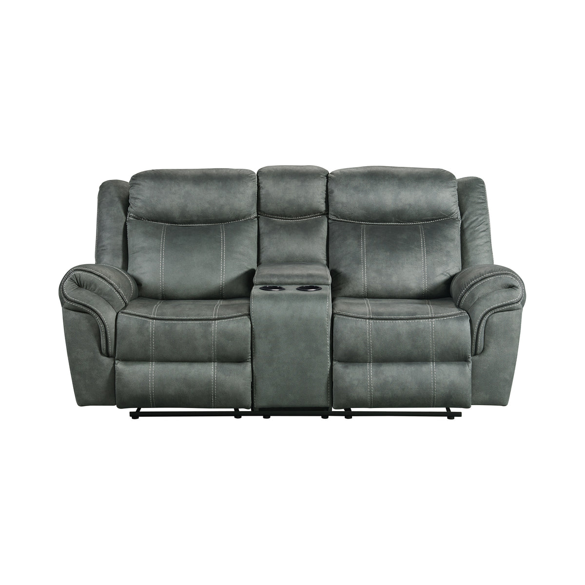 Sorrento Charcoal Motion Loveseat with Console - Ornate Home