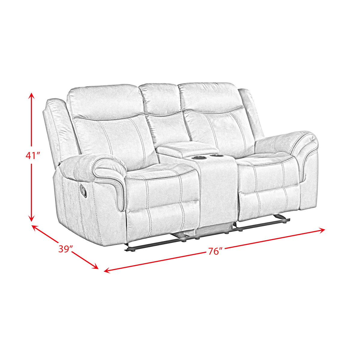 Sorrento Charcoal Motion Loveseat with Console - Ornate Home