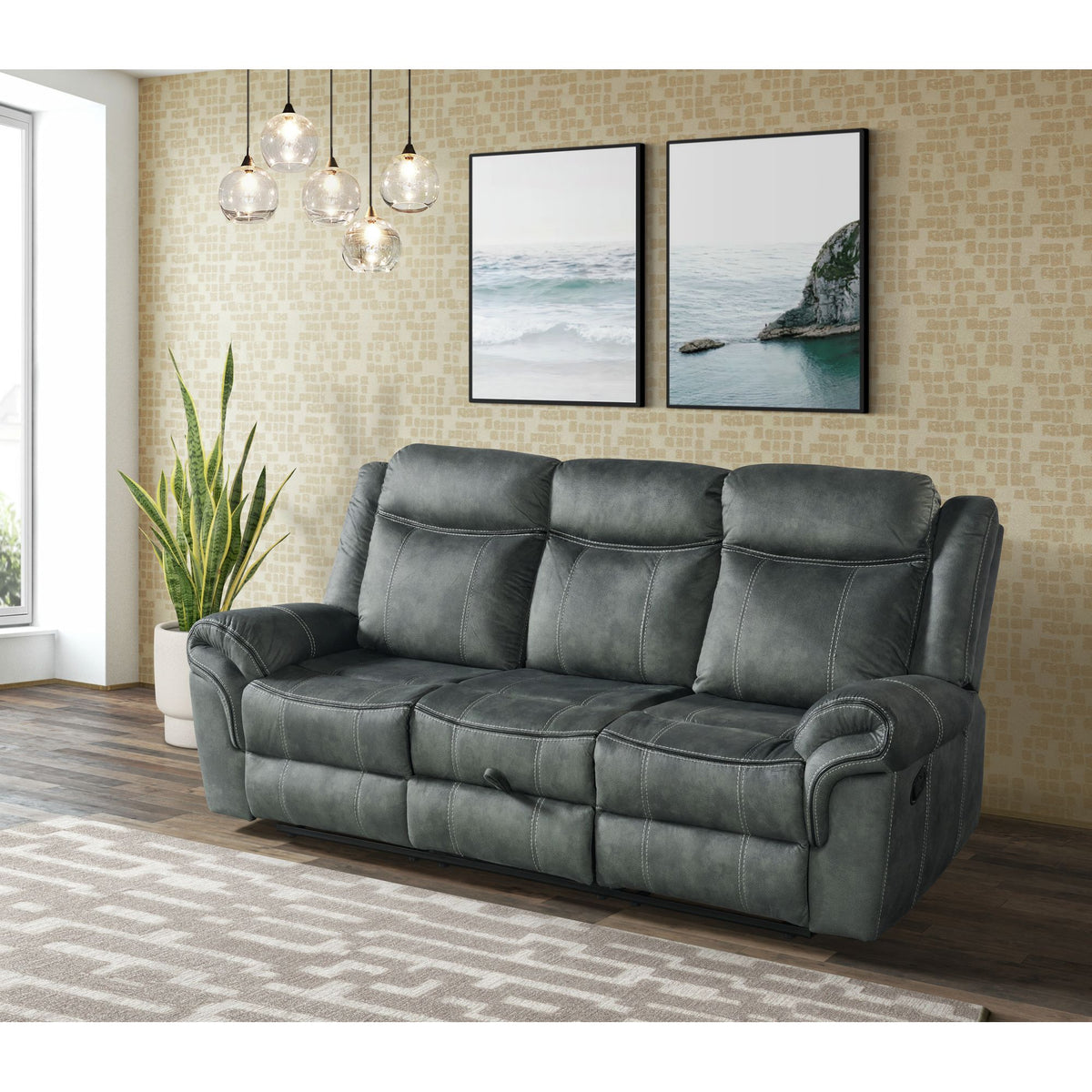 Sorrento Charcoal Motion Sofa with Dropdown - Ornate Home