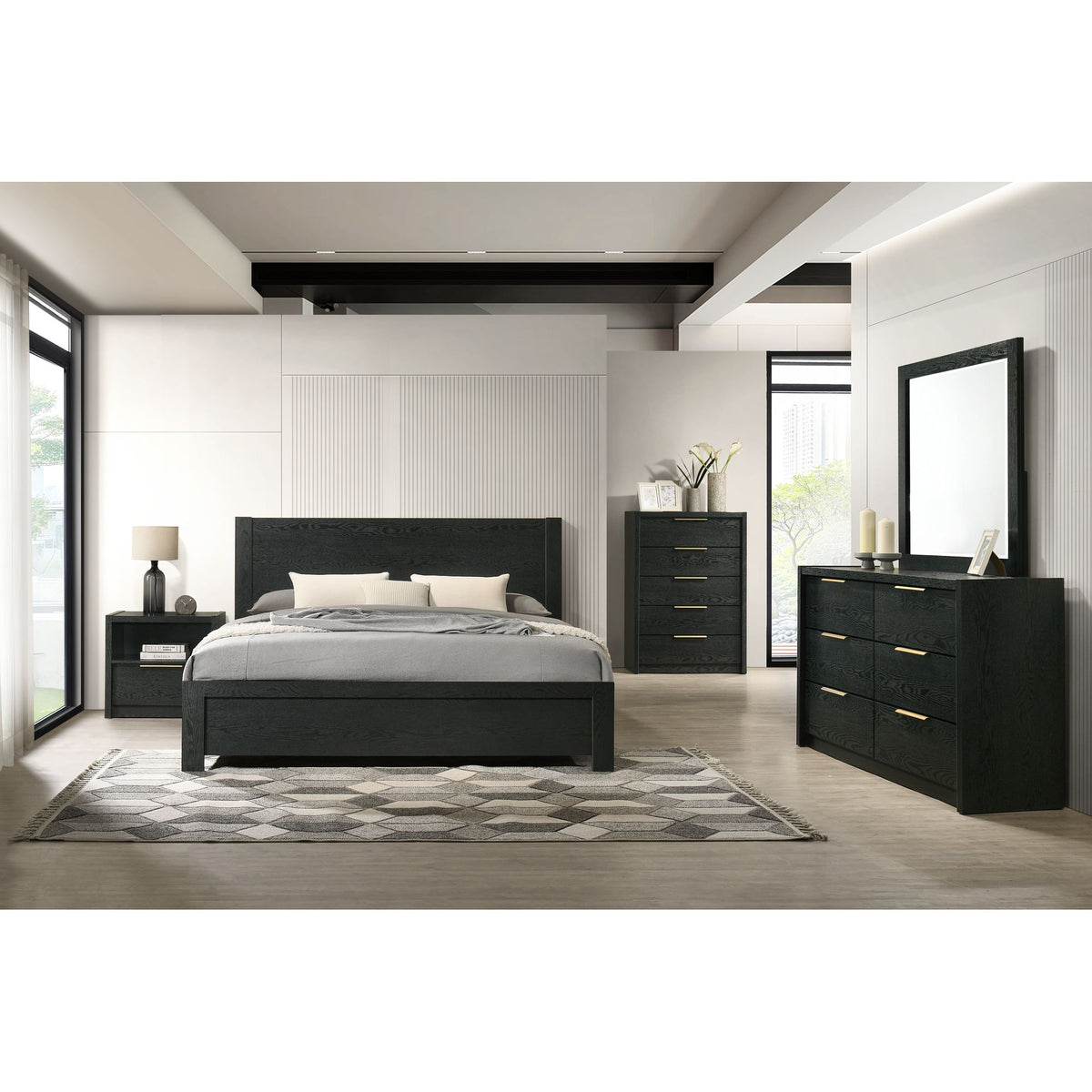 South Bend Black Nightstand with USB - Ornate Home
