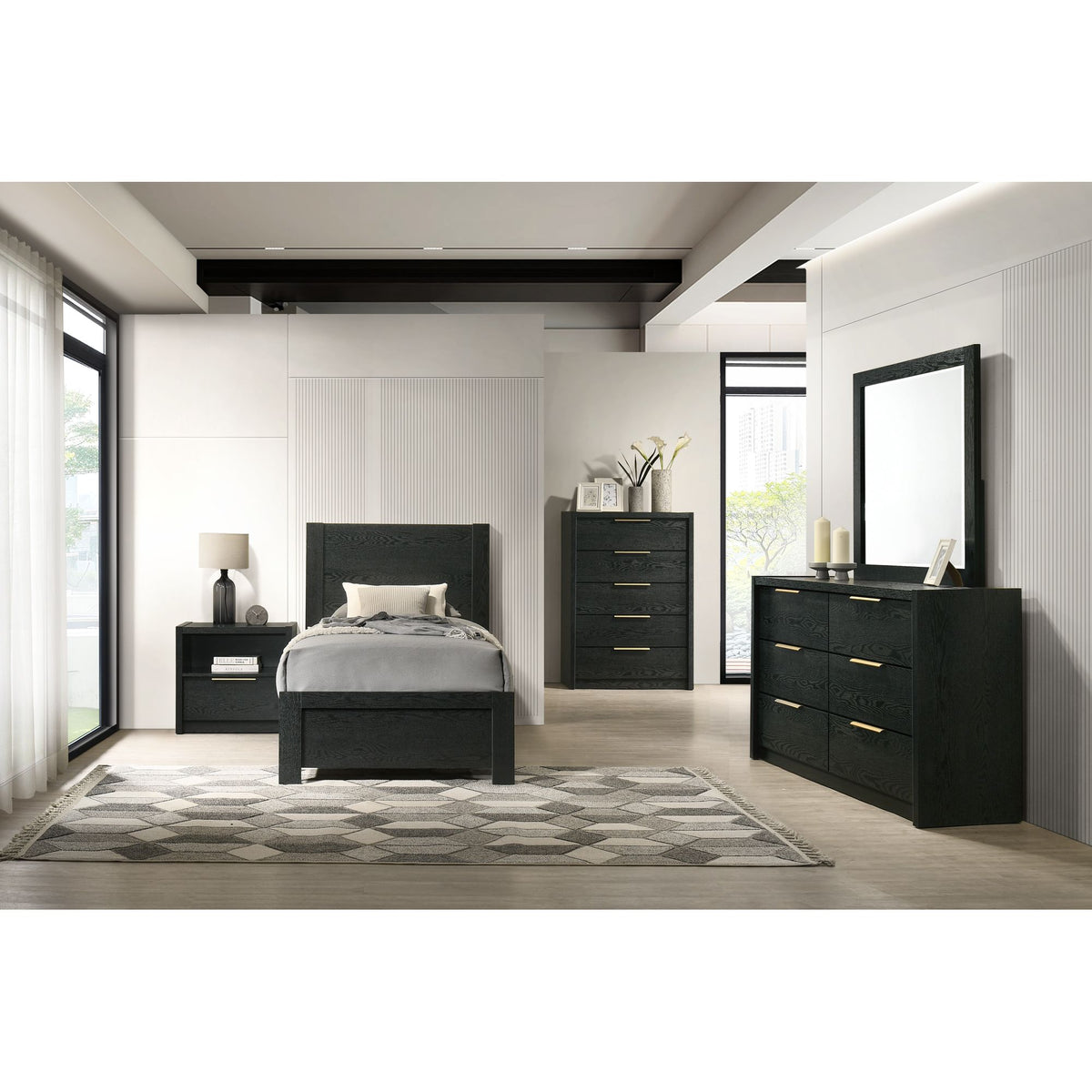 South Bend Black Twin Bed - Ornate Home
