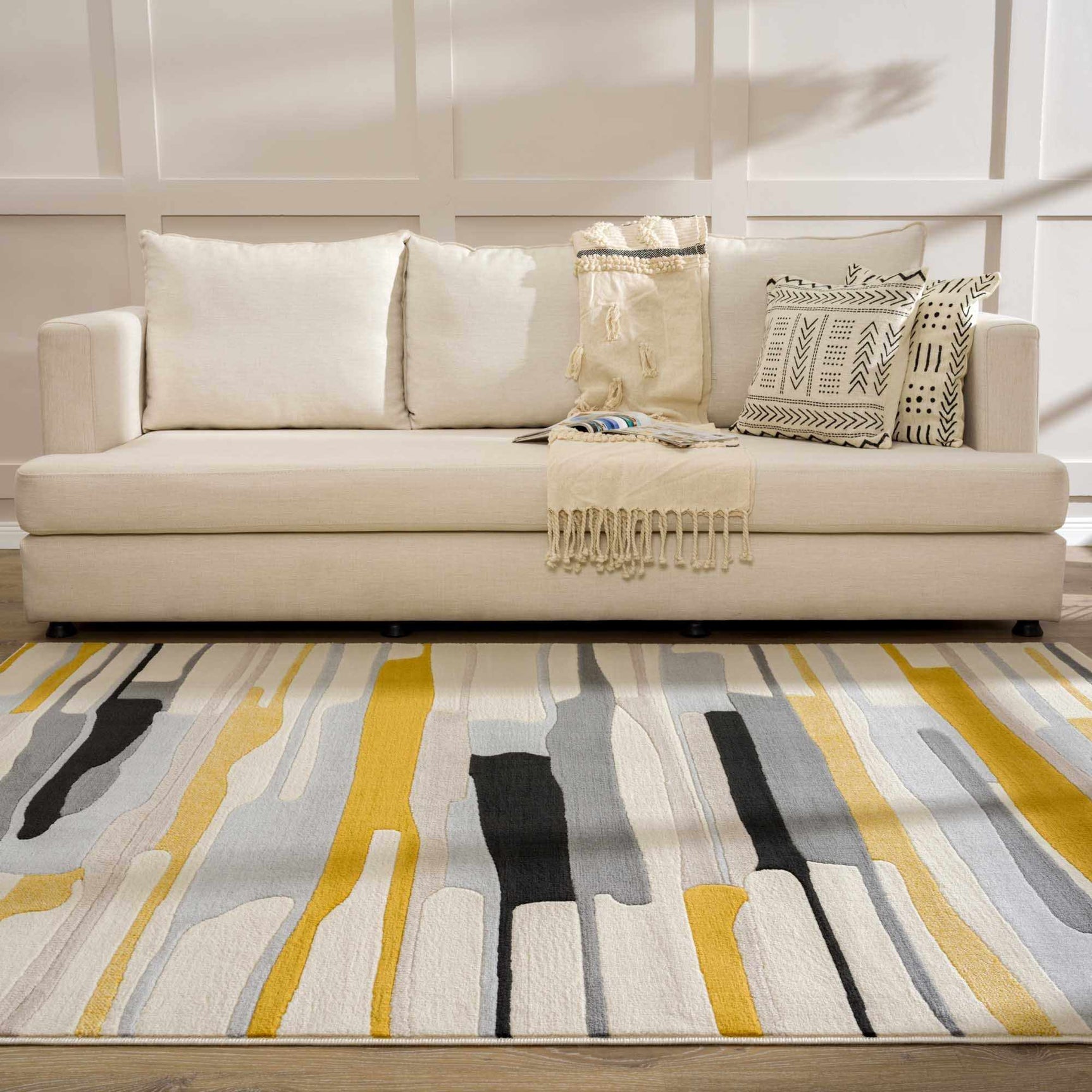 Southfields Mustard Modern Rug - Ornate Home