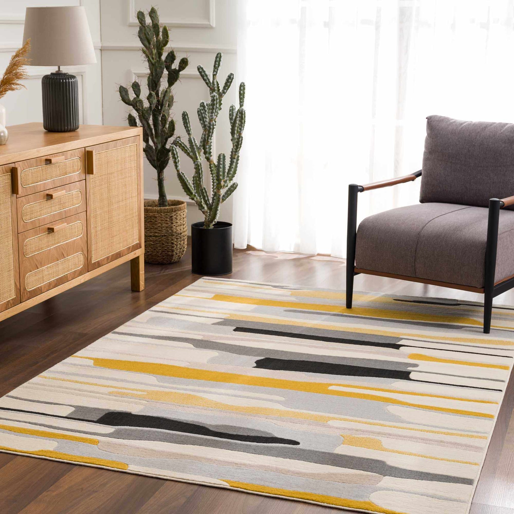 Southfields Mustard Modern Rug - Ornate Home