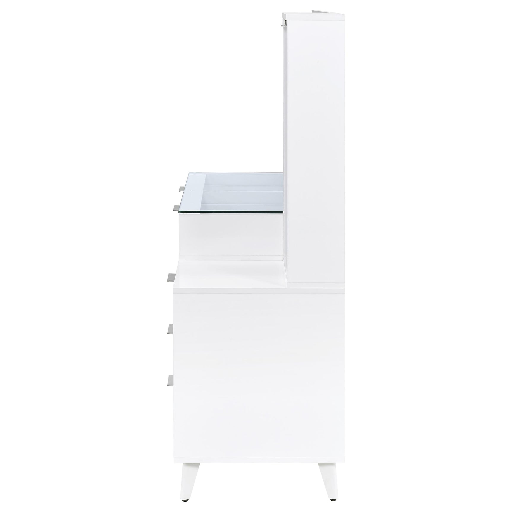 Souza White High Gloss 5-Drawer Makeup Vanity Table With LED Mirror - Ornate Home