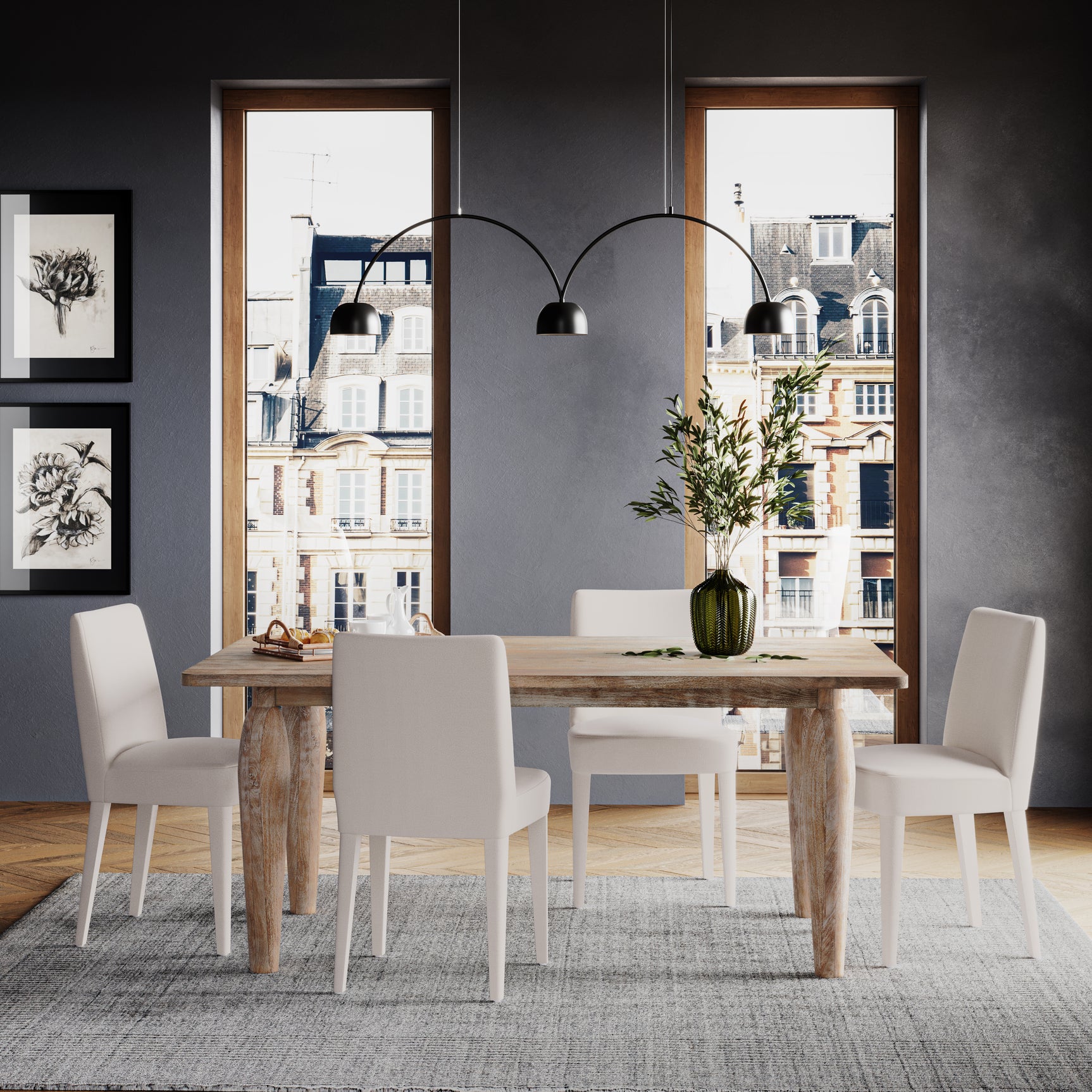 Spader Washed Dining Table - Ornate Home