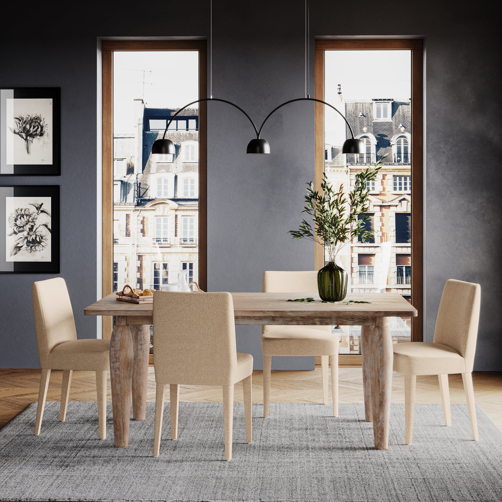 Spader Washed Dining Table - Ornate Home