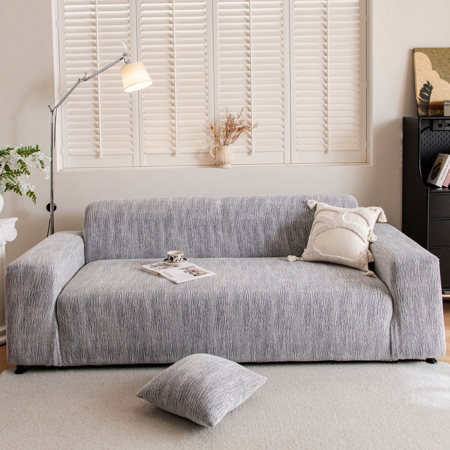 Spandex Jacquard Sofa Cover, High Stretch Crinkle Textured Couch Slipcover KAS Washable - Ornate Home