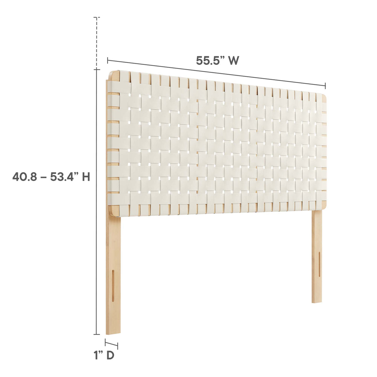 Sparta Natural/Beige Weave Vegan Leather Full Headboard - 1x55.5" - Ornate Home