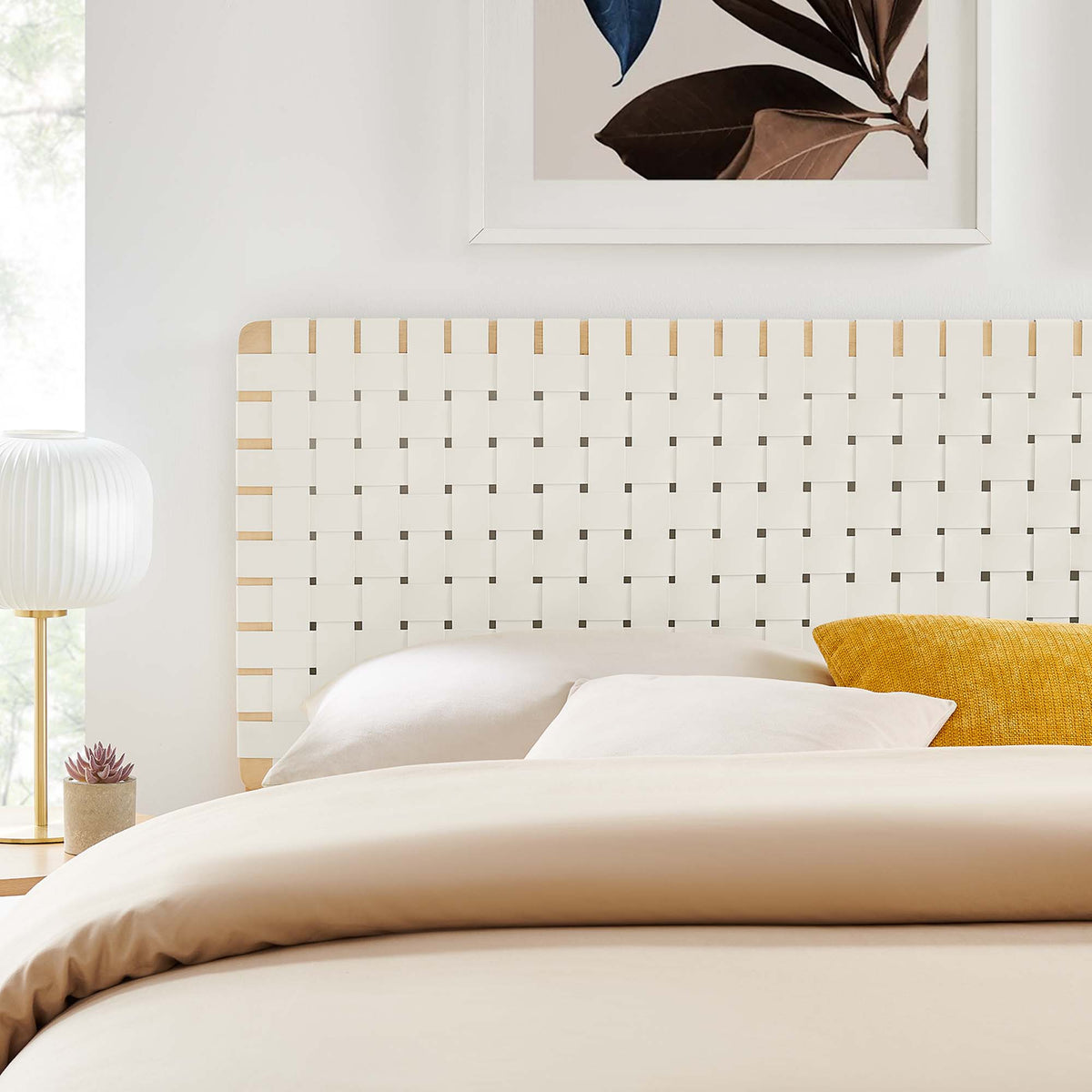 Sparta Natural/Beige Weave Vegan Leather King Headboard - Ornate Home