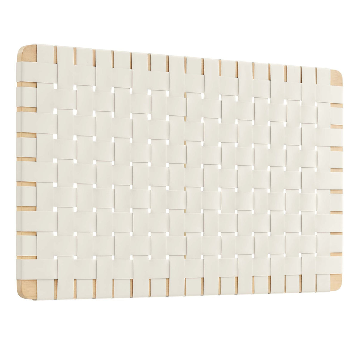 Sparta Natural/Beige Weave Wall-Mount Vegan Leather Twin Headboard - Ornate Home