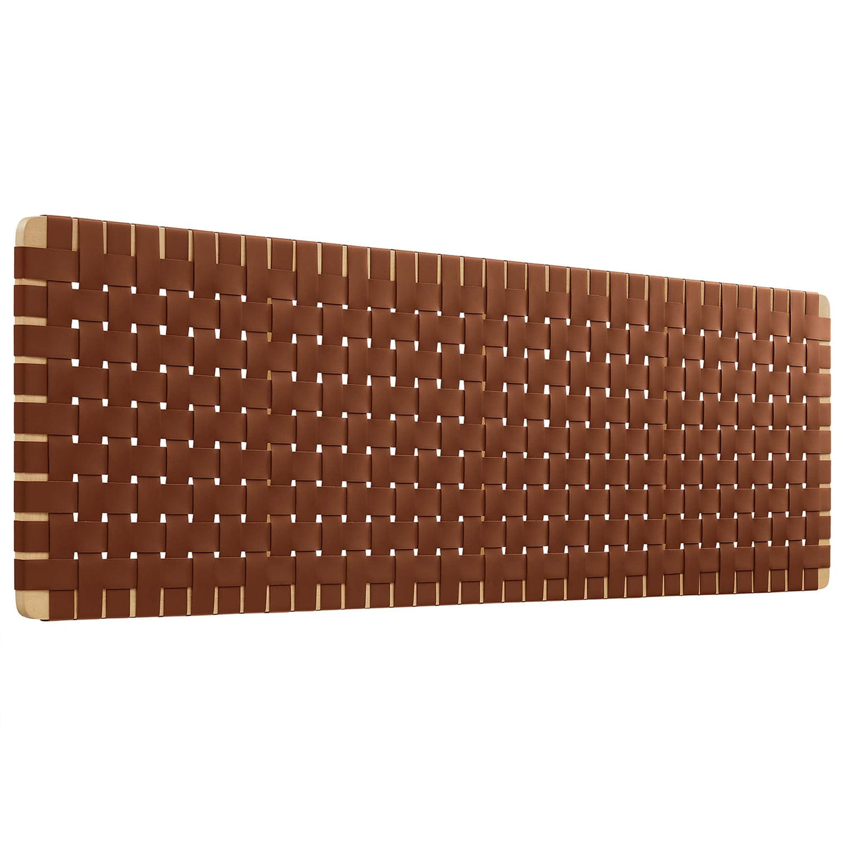 Sparta Natural/Brown Weave Wall-Mount Vegan Leather King Headboard - Ornate Home