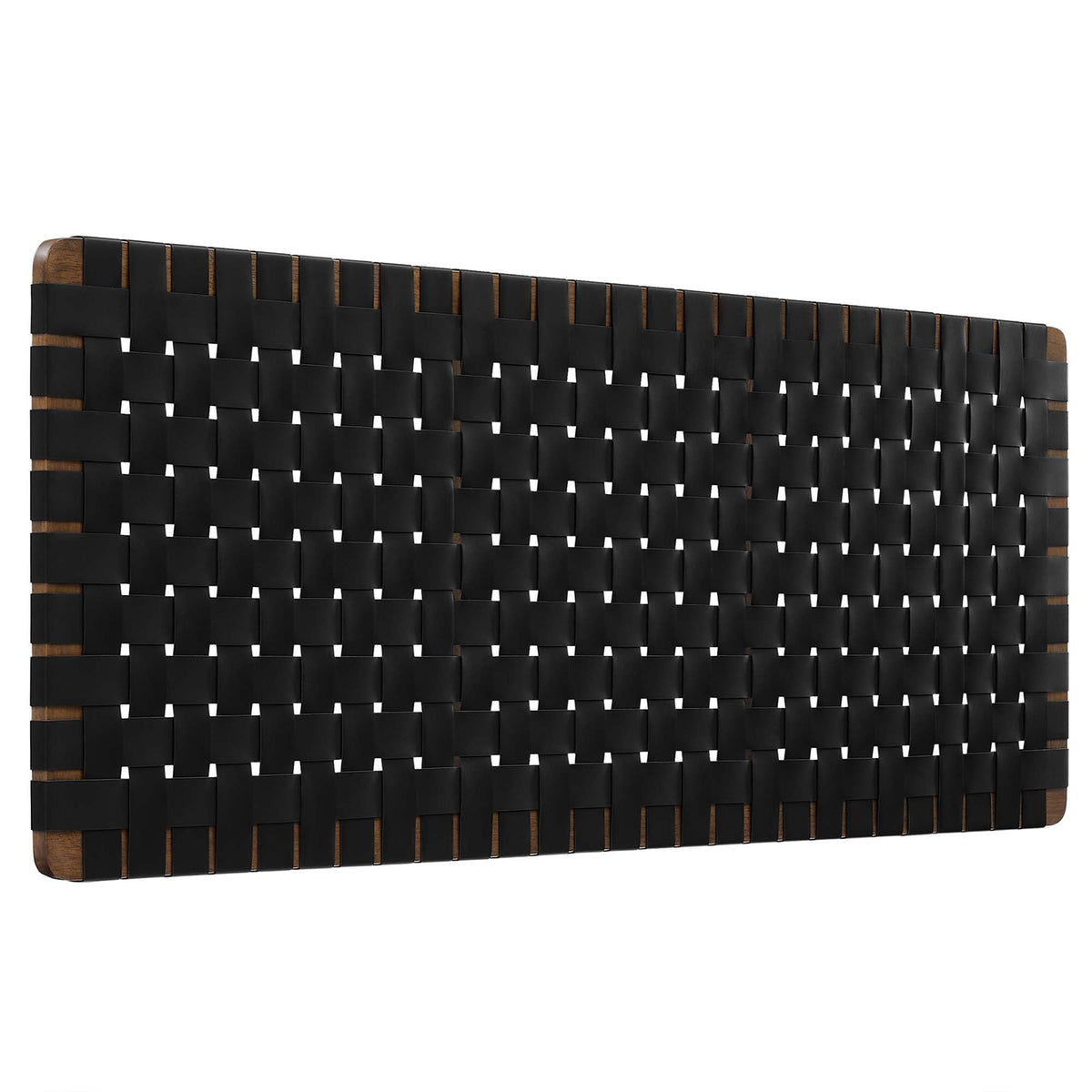 Sparta Walnut/Black Weave Wall-Mount Vegan Leather Queen Headboard - Ornate Home