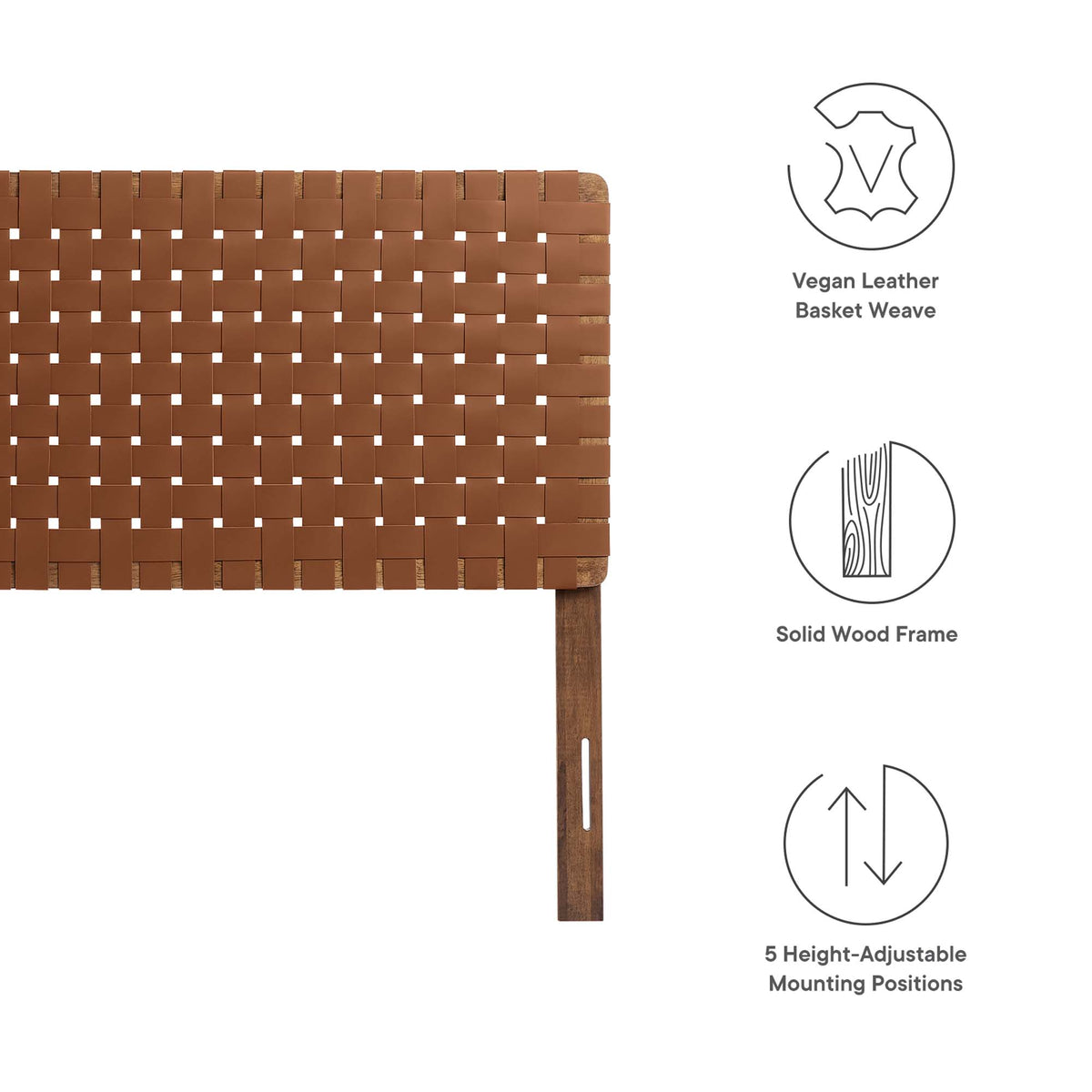 Sparta Walnut/Brown Weave Vegan Leather Full Headboard - 1x55.5" - Ornate Home
