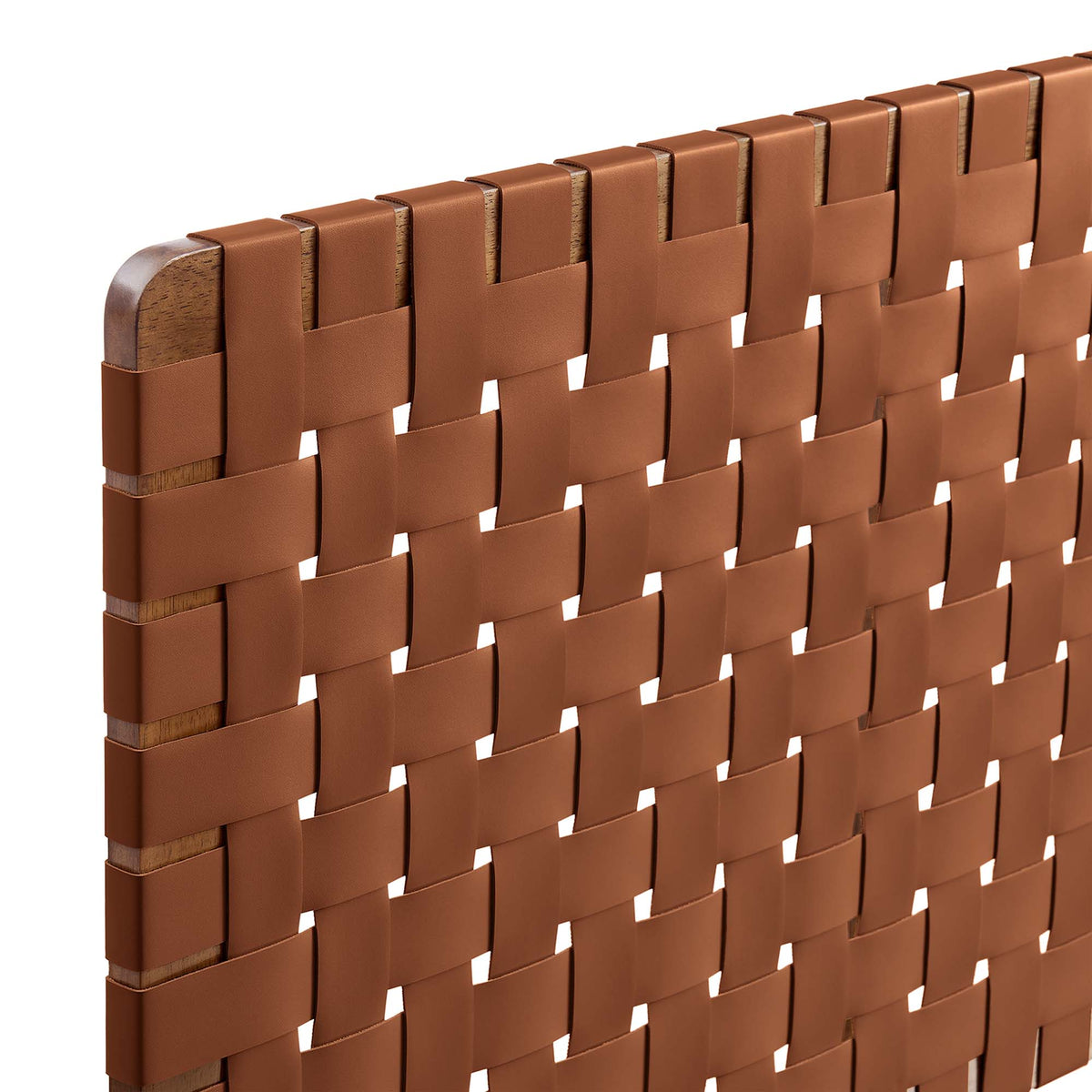 Sparta Walnut/Brown Weave Vegan Leather Full Headboard - 1x55.5x22.6" - Ornate Home