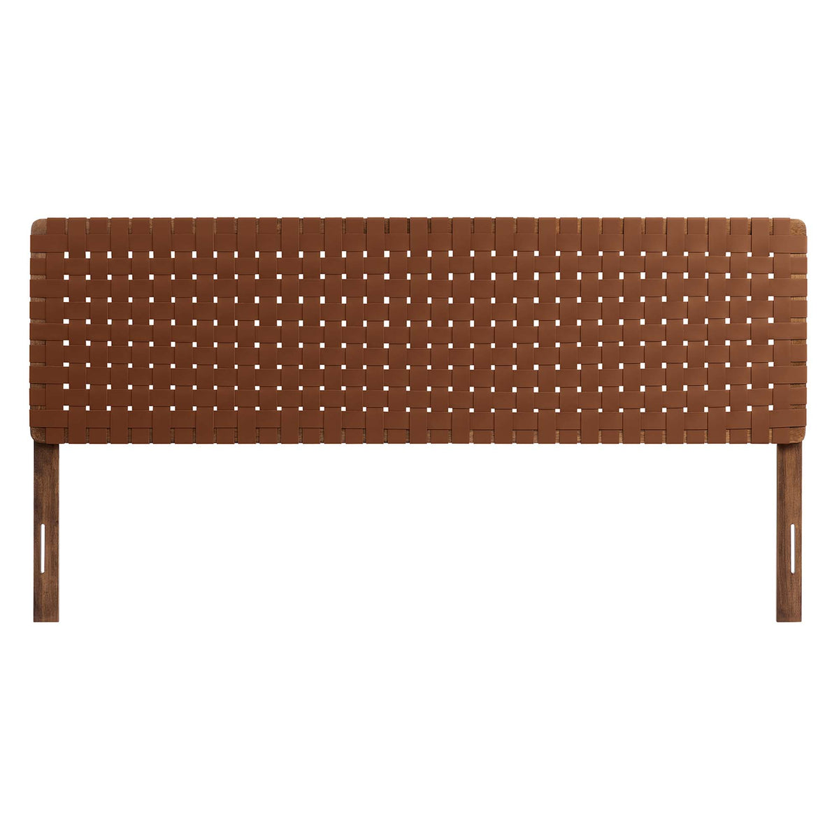 Sparta Walnut/Brown Weave Vegan Leather King Headboard - Ornate Home