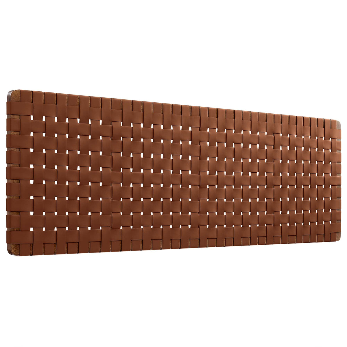 Sparta Walnut/Brown Weave Wall-Mount Vegan Leather King Headboard - Ornate Home