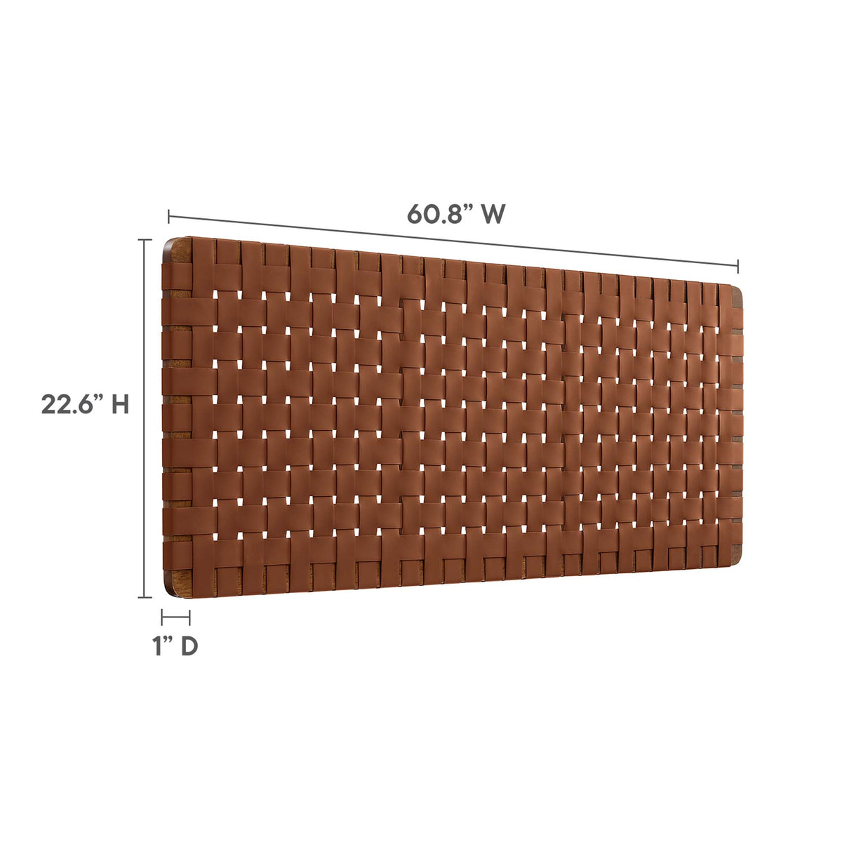 Sparta Walnut/Brown Weave Wall-Mount Vegan Leather Queen Headboard - Ornate Home