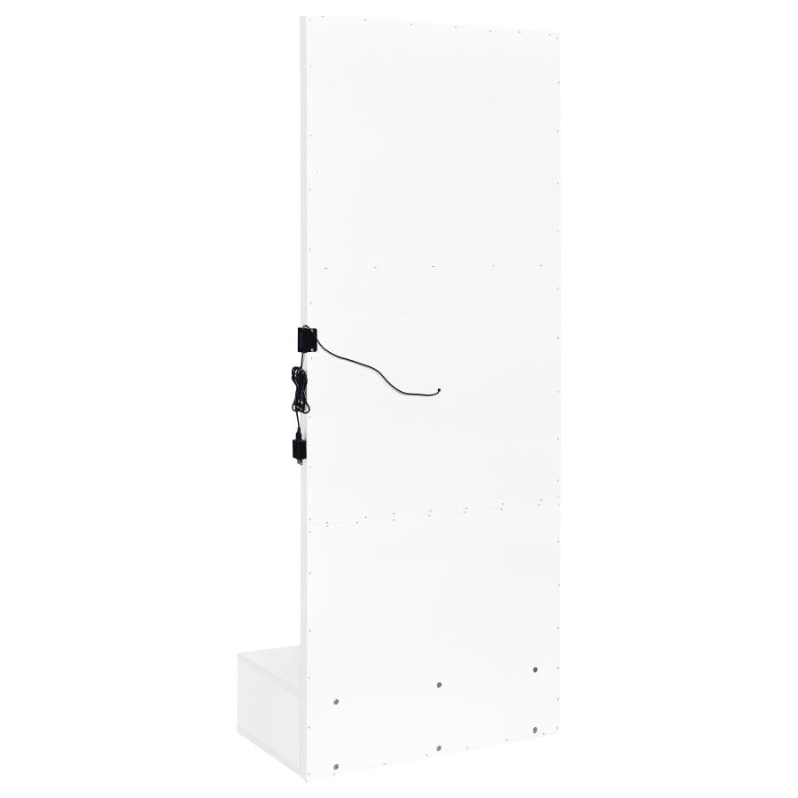 Spector White High Gloss 1-drawer Lighted Full-Length Floor Mirror - Ornate Home