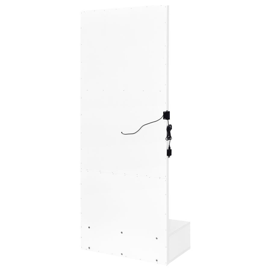 Spector White High Gloss 1-drawer Lighted Full-Length Floor Mirror - Ornate Home