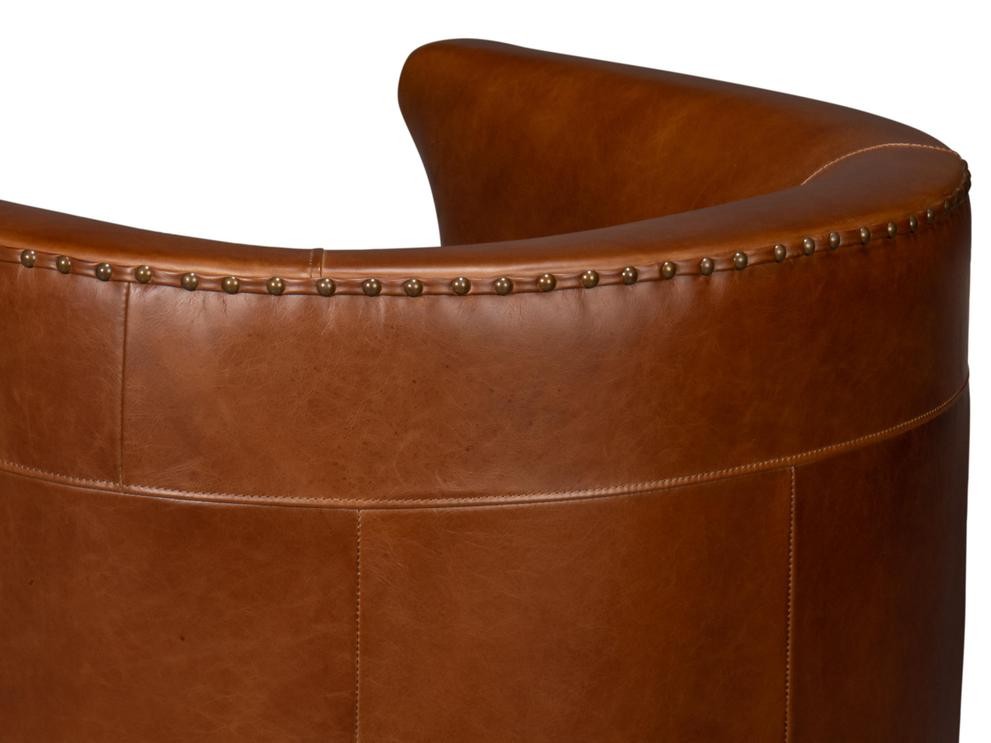 Spencer Brown Distilled Leather Swivel Chair - Ornate Home