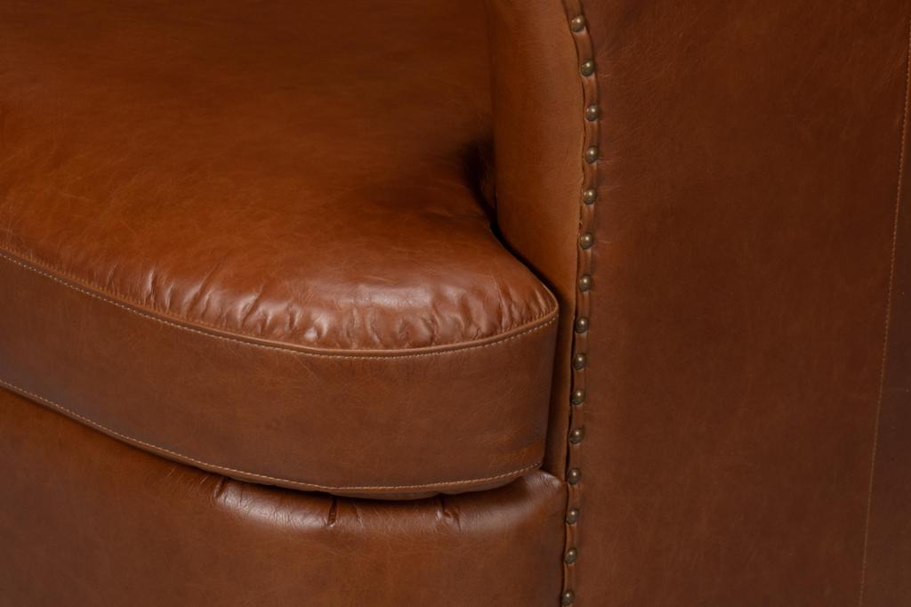 Spencer Brown Distilled Leather Swivel Chair - Ornate Home