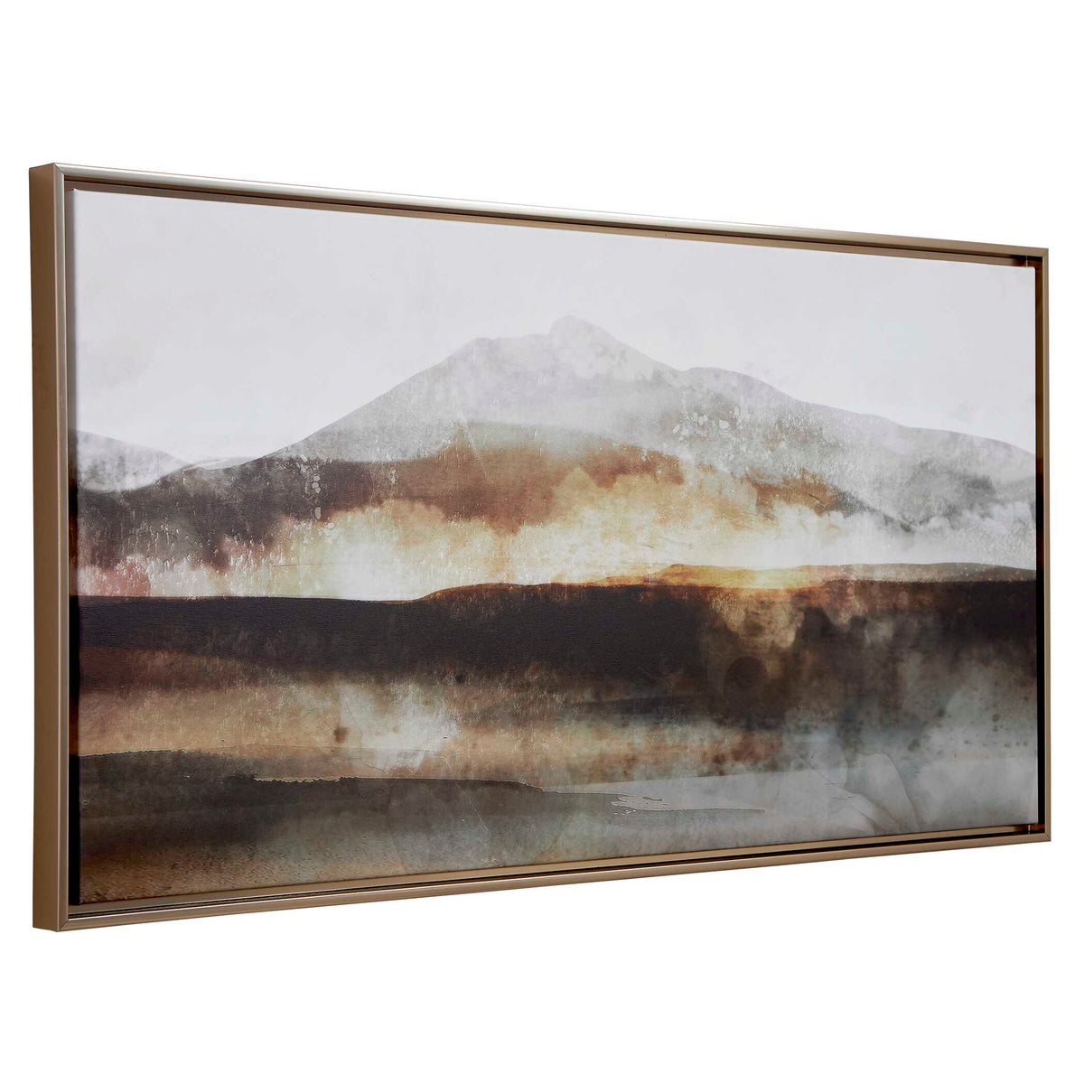Splash Of Land Black/Bronze/Brown Framed Canvas - Ornate Home