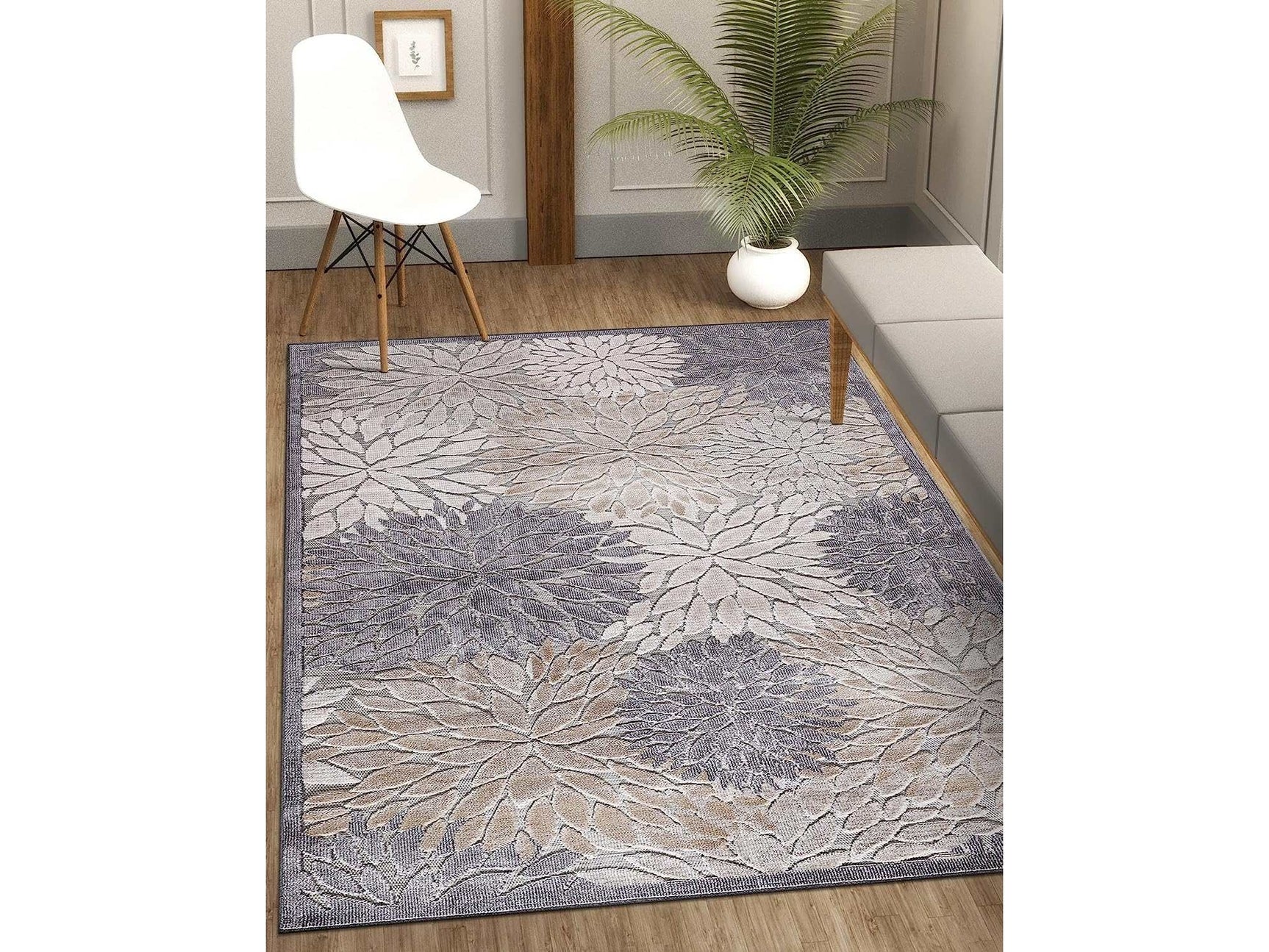 Spring Beige Floral Exotic Tropical Non-Shedding Indoor/Outdoor Area Rugs - Ornate Home