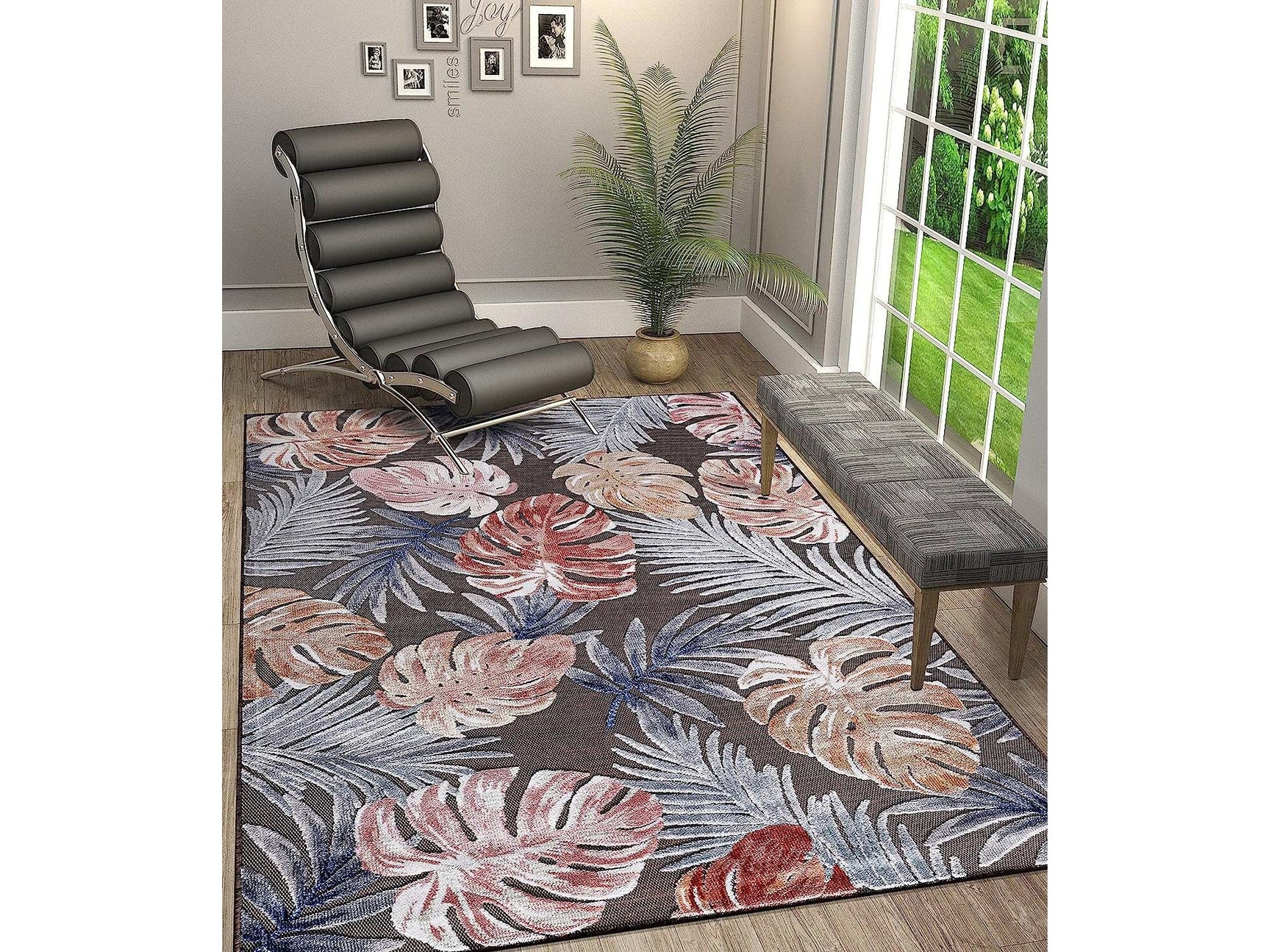 Spring Brown Leaf Tropical Botanical Non-Shedding Indoor/Outdoor Area Rugs - Ornate Home