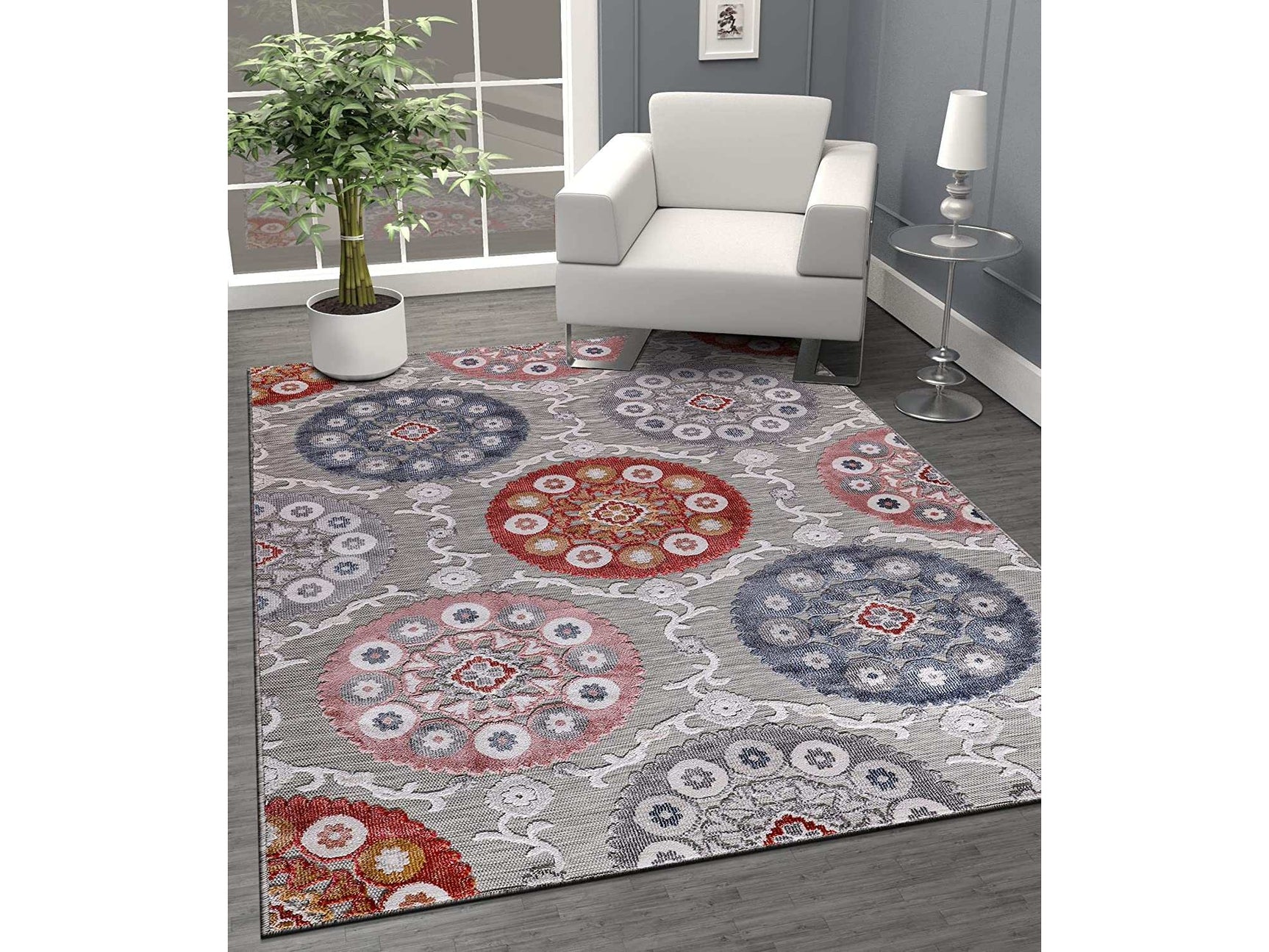 Spring Multi Color Bohemian Medallion Floral Non-Shedding Indoor/Outdoor Area Rugs - Ornate Home