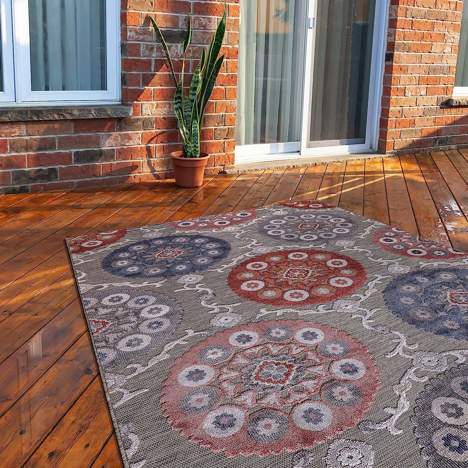 Spring Multi Color Bohemian Medallion Floral Non-Shedding Indoor/Outdoor Area Rugs - Ornate Home