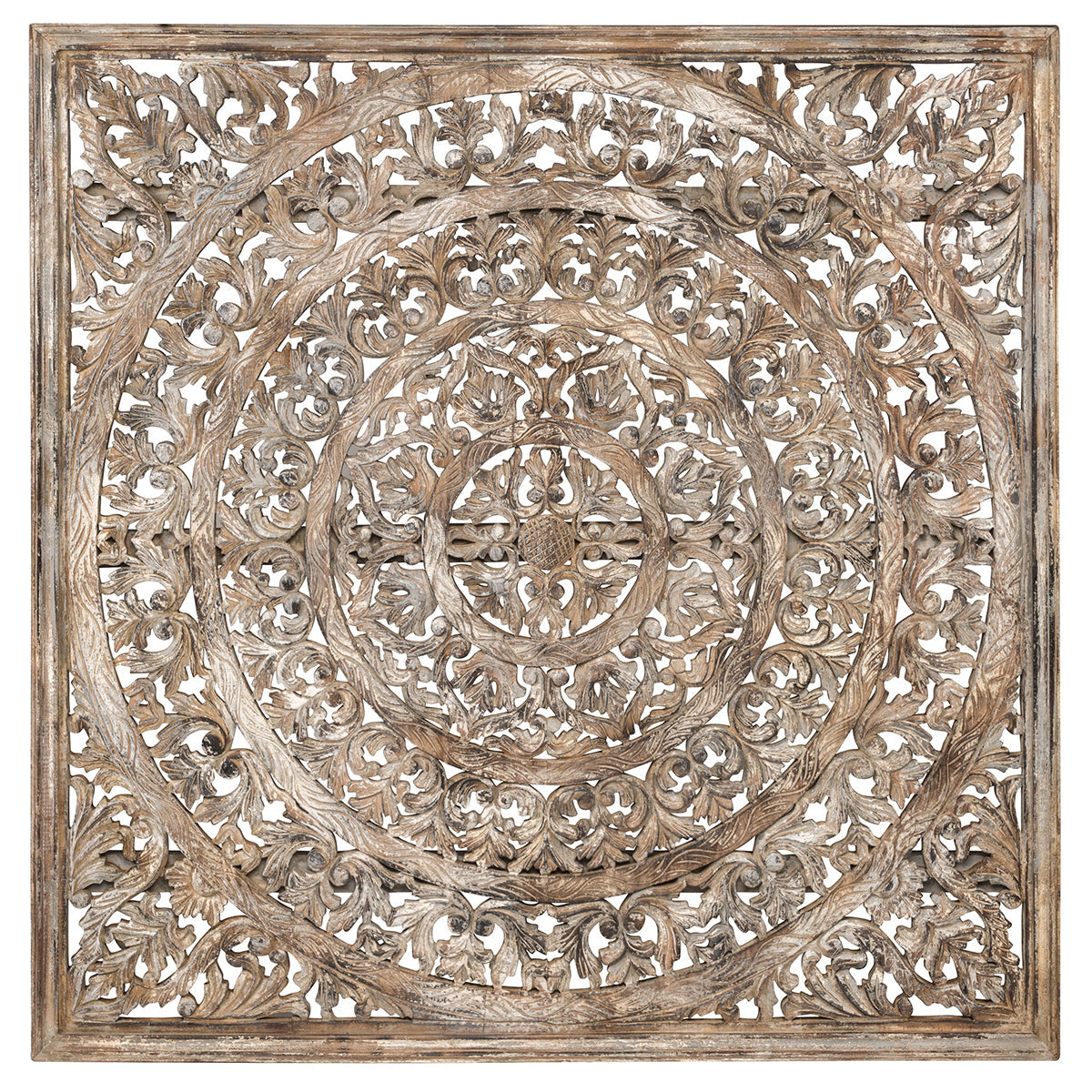 Square Carved Beige Panel - Ornate Home