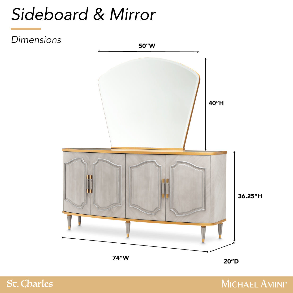 St. Charles Dove Gray Sideboard & Mirror - Ornate Home