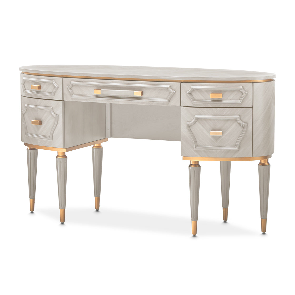 St. Charles Dove Gray Vanity Desk with Mirror & Chair - Ornate Home